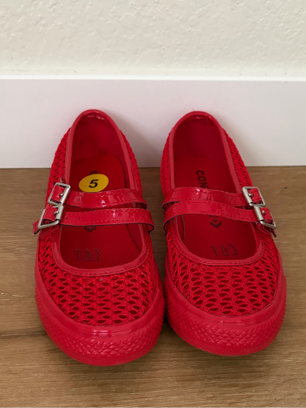 Converse Women's Red Mesh Mary Jane Sneakers